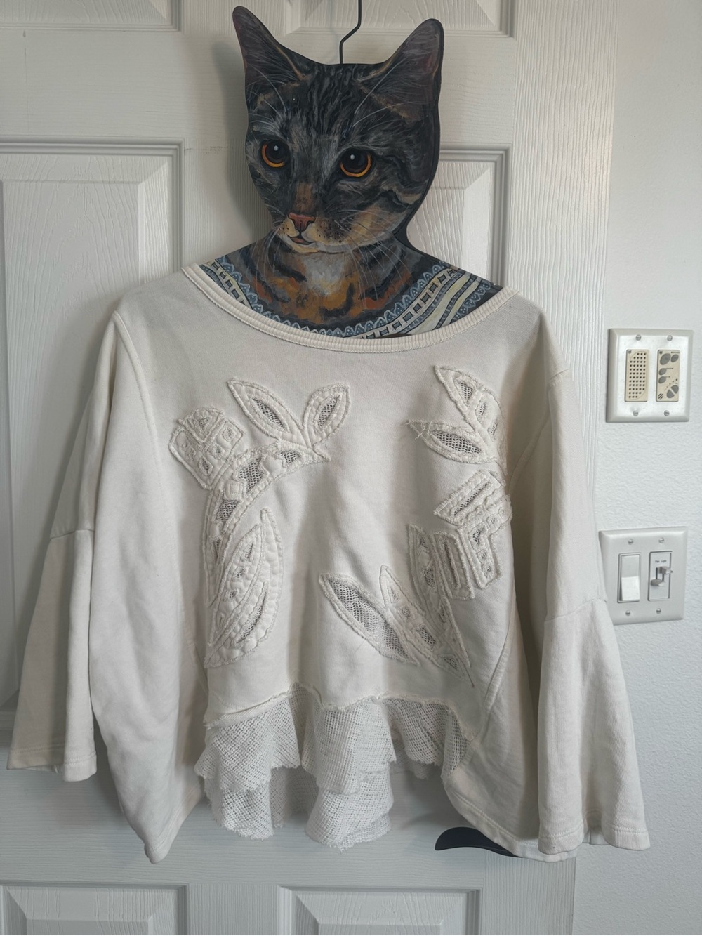Free People White Ribbed Crew Tee